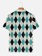 Men's Blue Checkered Short Sleeve Polo ShirtMens short sleeve shirts Big and tall Mens shirts Short sleeve shirts for men Mens 4xl shirts Casual short sleeve shirts