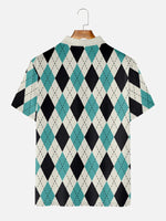 Men's Blue Checkered Short Sleeve Polo ShirtMens short sleeve shirts Big and tall Mens shirts Short sleeve shirts for men Mens 4xl shirts Casual short sleeve shirts