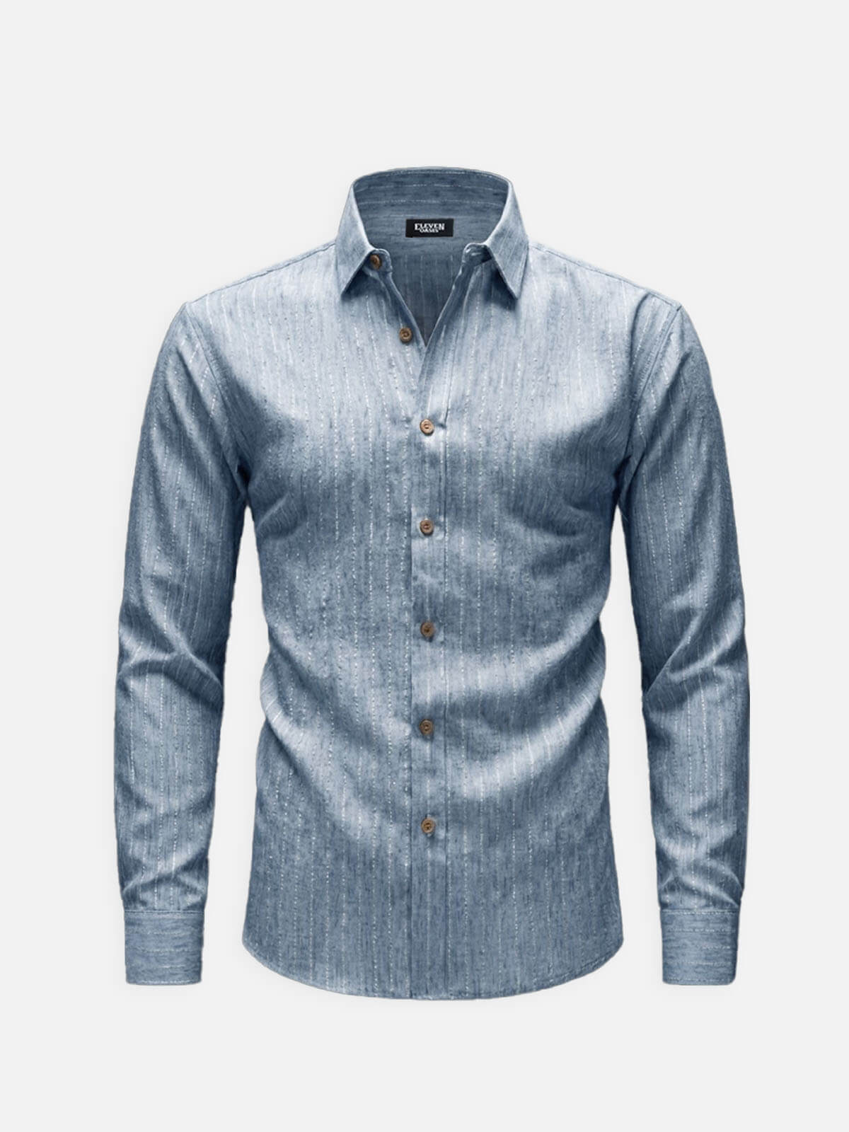 Men's Subtle Sheen Striped Long Sleeve Shirt ElevenOasis