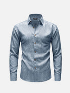 Men's Subtle Sheen Striped Long Sleeve Shirt ElevenOasis