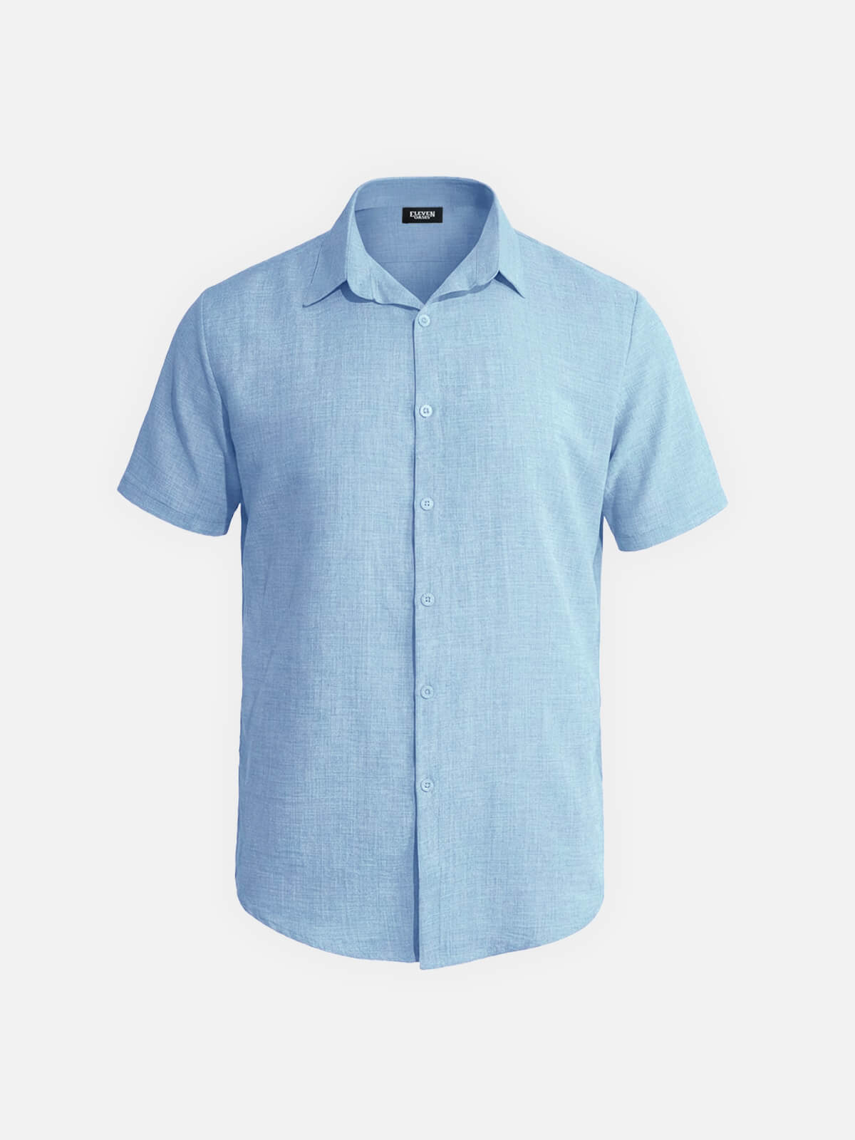 Men's Tonal Button Linen-Blend Short Sleeve Shirt Eleven Oasis