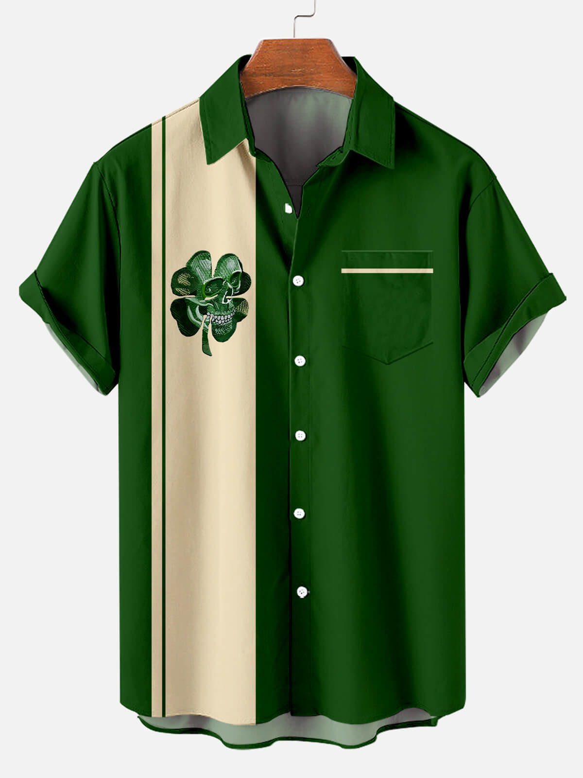 St. Patrick's Stripe Pattern Men's Short Sleeve Shirt Eleven Oasis