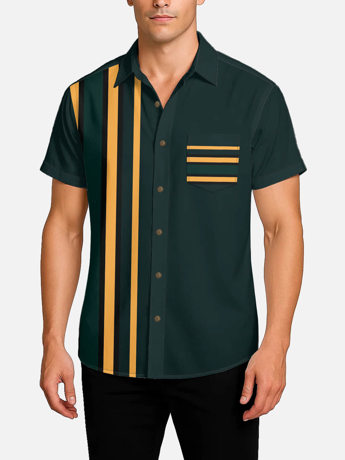 Men¡¯s Triple Lane Bowling Short Sleeve Shirt Eleven Oasis