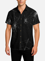 Tall Men's Ominous Spider Halloween Short Sleeve Shirt Eleven Oasis