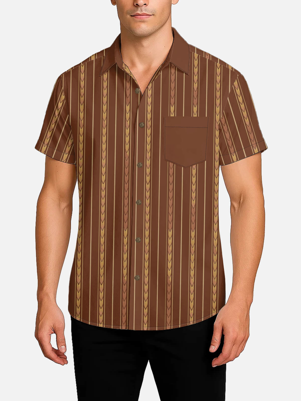 Tall Men's Retro Arrow Stripe Short Sleeve Shirt Eleven Oasis