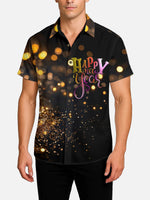 Tall Men's New Year Glitter Lights Short Sleeve Shirt Eleven Oasis