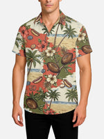 Tall Men's Tropical Retro Football Short Sleeve Shirt Eleven Oasis