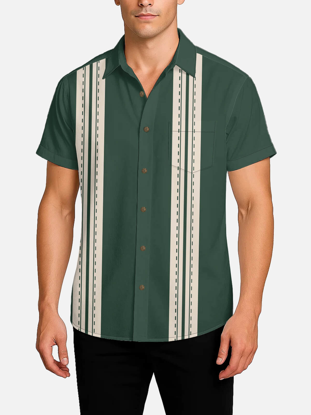 Men’s Dash Stripe Bowling Short Sleeve Shirt Eleven Oasis