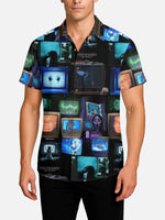 Tall Men¡®s Horror Movies TV Screens Collage Short Sleeve Shirt Eleven Oasis