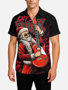 Tall Men's Rockin' Santa Let's Rock Christmas Short Sleeve Shirt Eleven Oasis