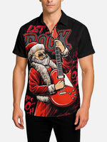 Tall Men's Rockin' Santa Let's Rock Christmas Short Sleeve Shirt Eleven Oasis
