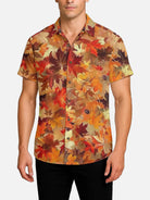 Men's Fall Harvest Leaves Short Sleeve Shirt ElevenOasis