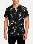 Tall Men's Ghost Face All-Over Print Short Sleeve Shirt Eleven Oasis