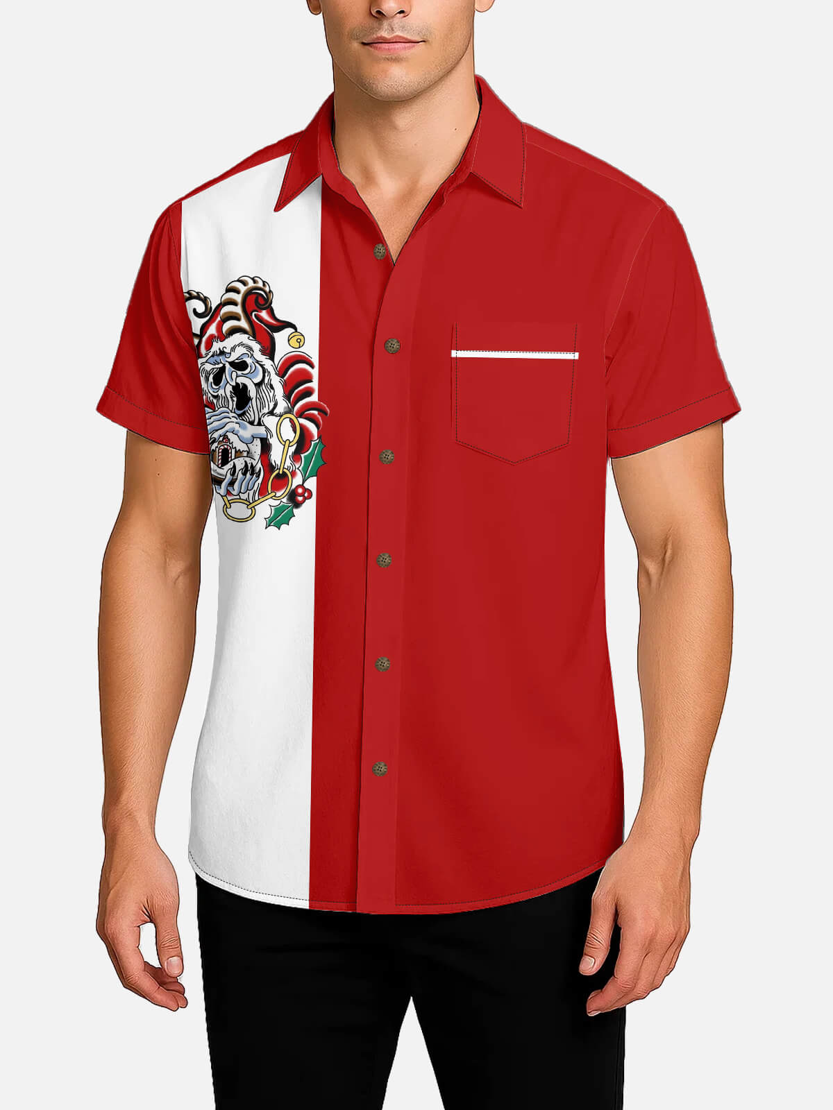 Tall Men's Gothic Christmas Short Sleeve Shirt Eleven Oasis