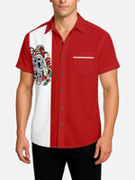 Tall Men's Rebel Santa Skull Red & White Short Sleeve Shirt Eleven Oasis