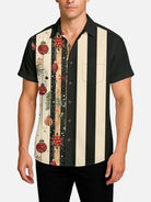 Tall Men's Christmas Ornaments Stripe Short Sleeve Shirt ElevenOasis