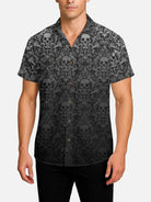 Tall Men's Gothic Skull Pattern Short Sleeve Shirt ElevenOasis