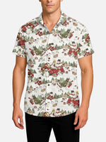 Tall Men's Classic Snowman Holiday All-Over Print Short Sleeve Shirt Eleven Oasis