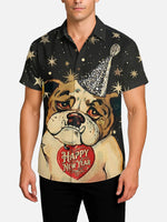 Tall Men's New Year Bulldog Short Sleeve Shirt Eleven Oasis
