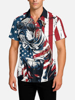 Men's Patriotic Bulldog Short Sleeve Shirt Eleven Oasis