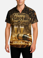 Men's New Year Champagne Celebration Short Sleeve Shirt Eleven Oasis