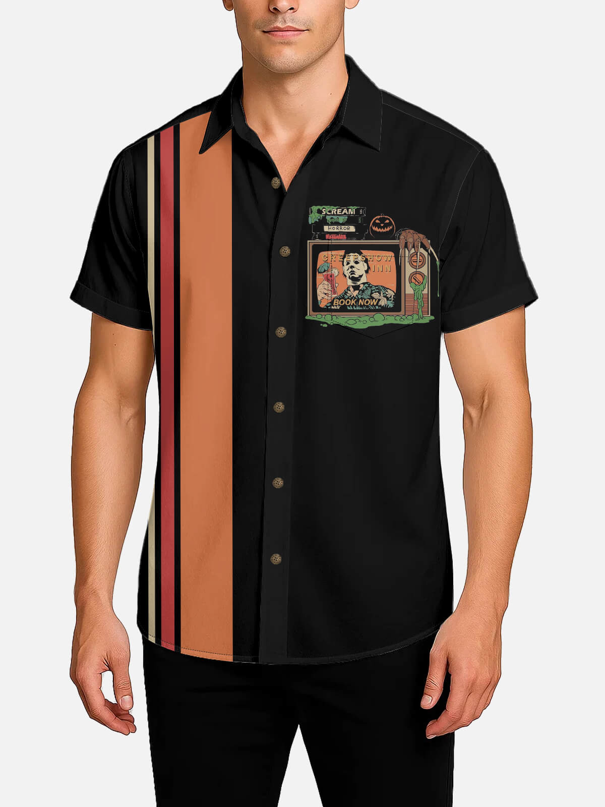 Men's Creepshow Inn Horror Short Sleeve Shirt Eleven Oasis