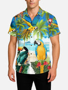 Men's Tropical Parrot Print Short Sleeve Shirt Eleven Oasis