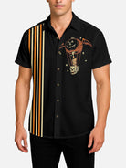 Men's Vintage Pumpkin Balloon Halloween Short Sleeve Shirt ElevenOasis
