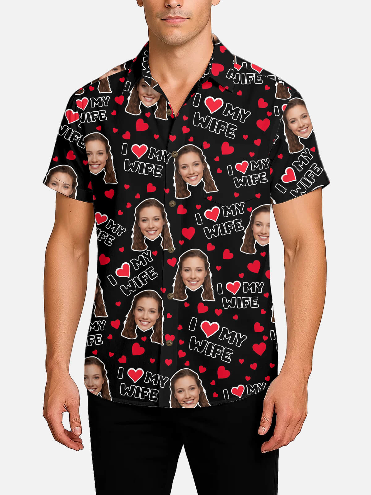 Custom Face Love Short Sleeve Shirt - I Heart My Wife / I Heart My Hubby (Sold individually) Eleven Oasis