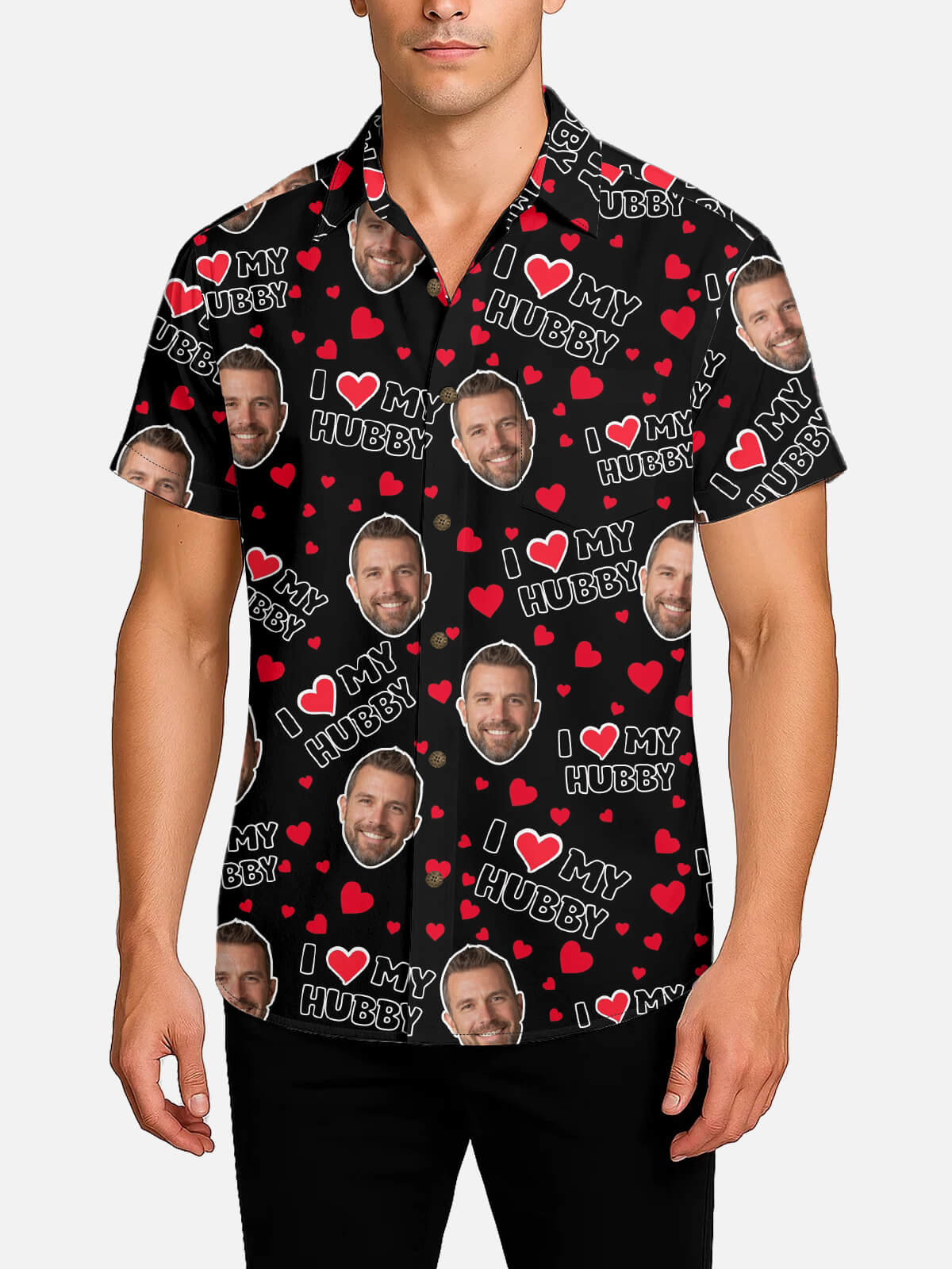 Custom Face Love Short Sleeve Shirt - I Heart My Wife / I Heart My Hubby (Sold individually) Eleven Oasis