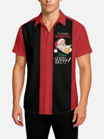 Men's Santa Beer Time Christmas Bowling Short Sleeve Shirt Eleven Oasis