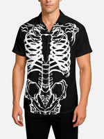 Men's Skeleton Bones Halloween Short Sleeve Shirt Eleven Oasis