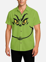 Tall Men's Iconic Big Grinch Face Short Sleeve Shirt Eleven Oasis