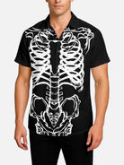 Tall Men's Skeleton Bones Halloween Short Sleeve Shirt Eleven Oasis