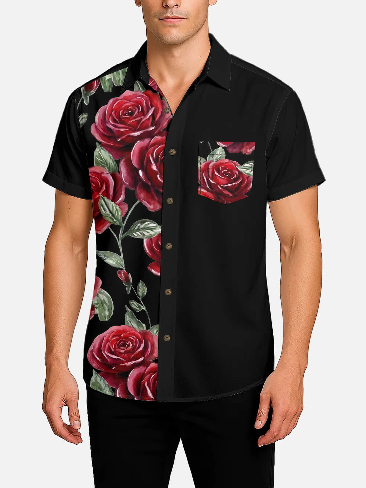 Men's Rose Panel Short Sleeve Shirt Eleven Oasis