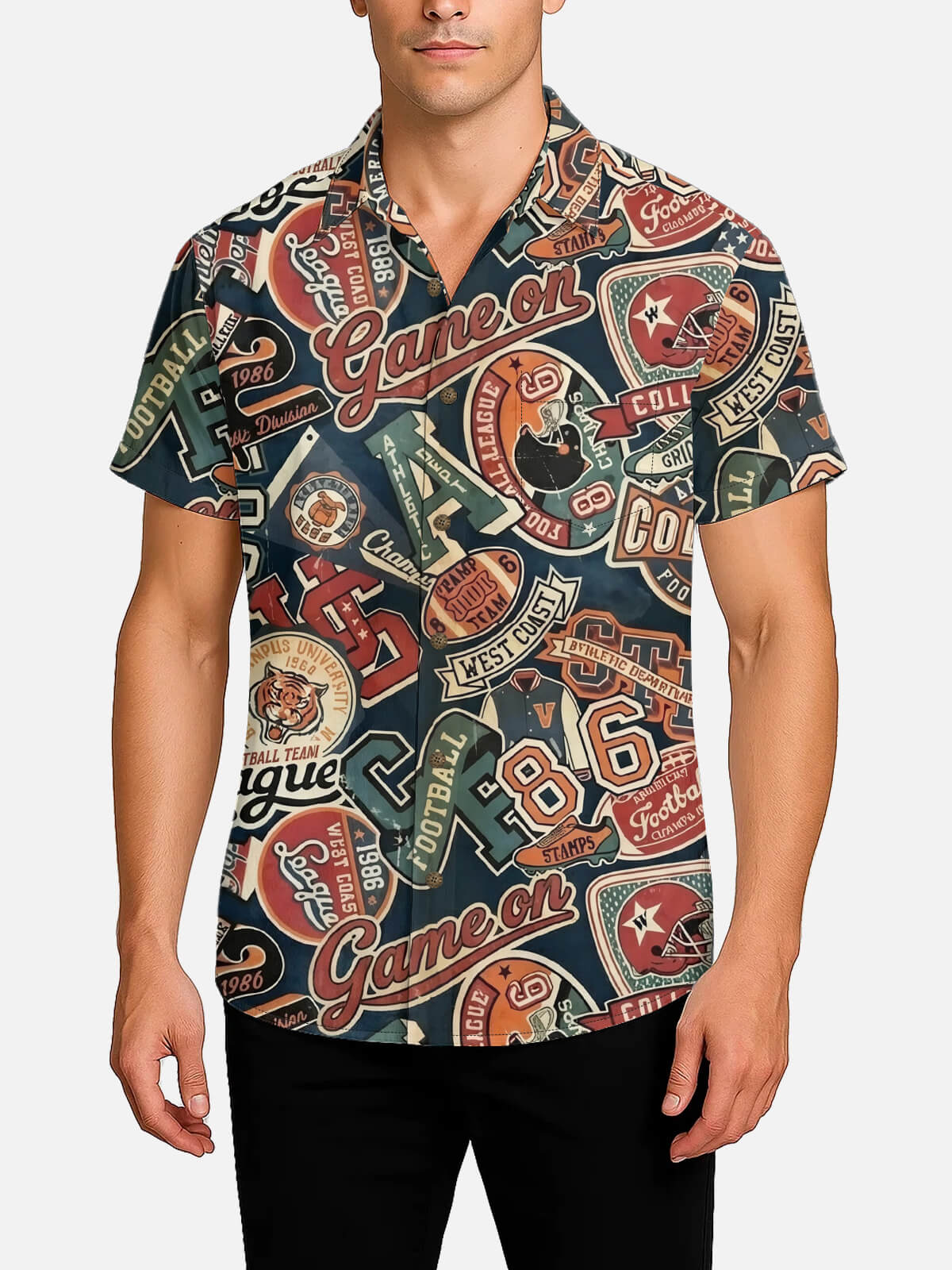 Men's Vintage Football League Short Sleeve Shirt Eleven Oasis