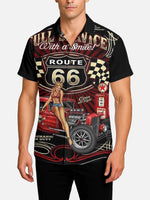 Tall Men's Route 66 Pin-Up Hot Rod Short Sleeve Shirt Eleven Oasis
