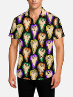 Men's Retro Ghost Pattern Short Sleeve Shirt Eleven Oasis