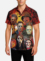 Men's Horror Icons Mashup Halloween Short Sleeve Shirt Eleven Oasis