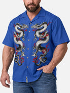 Tall Men's Chinese Twin Dragon Short Sleeve Shirt 