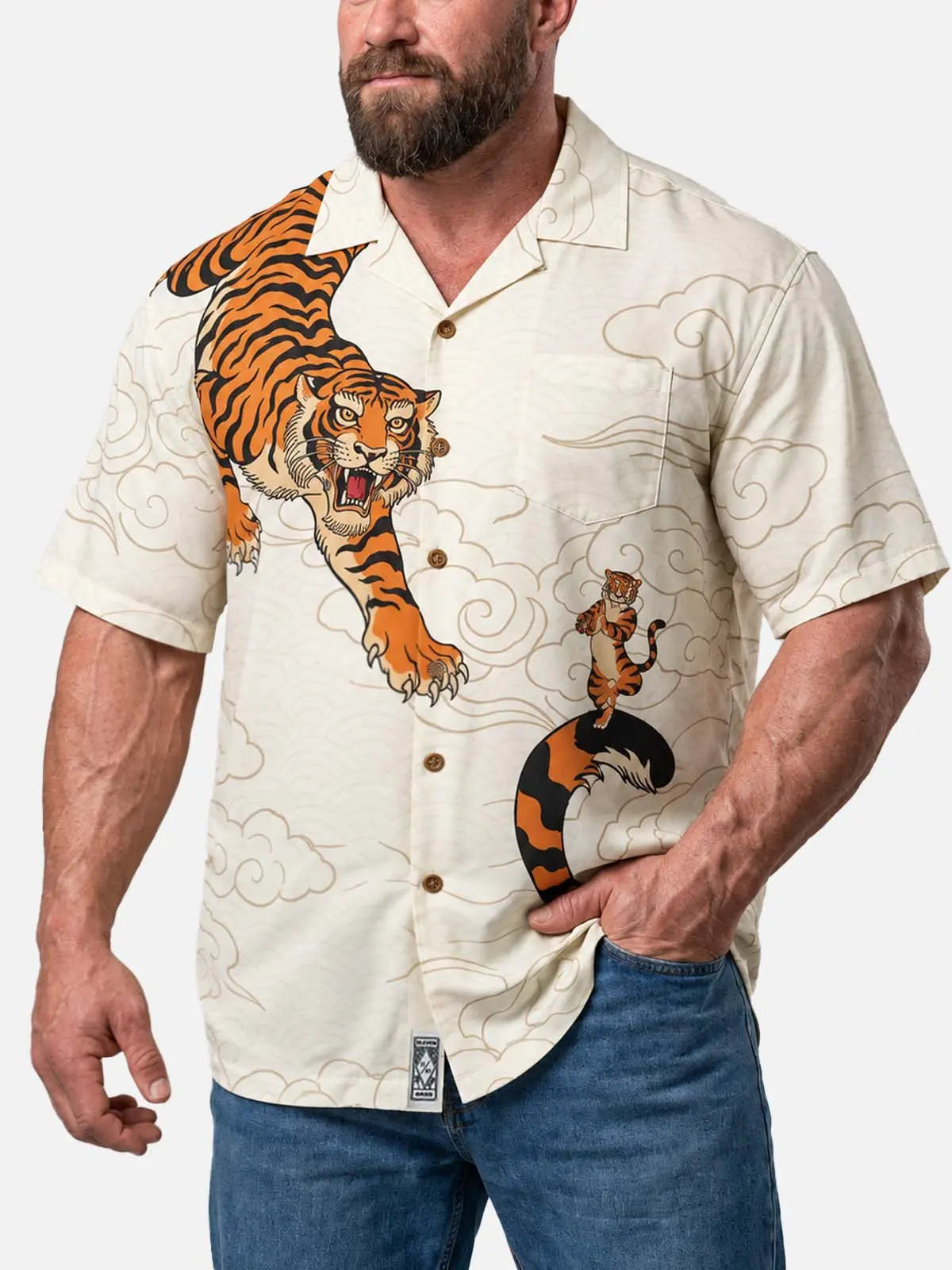 Tall Men's Tiger In The Clouds Short Sleeve Shirt 