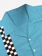 Men's Raceway Checkerboard Panel Bowling Short Sleeve Shirt Eleven Oasis