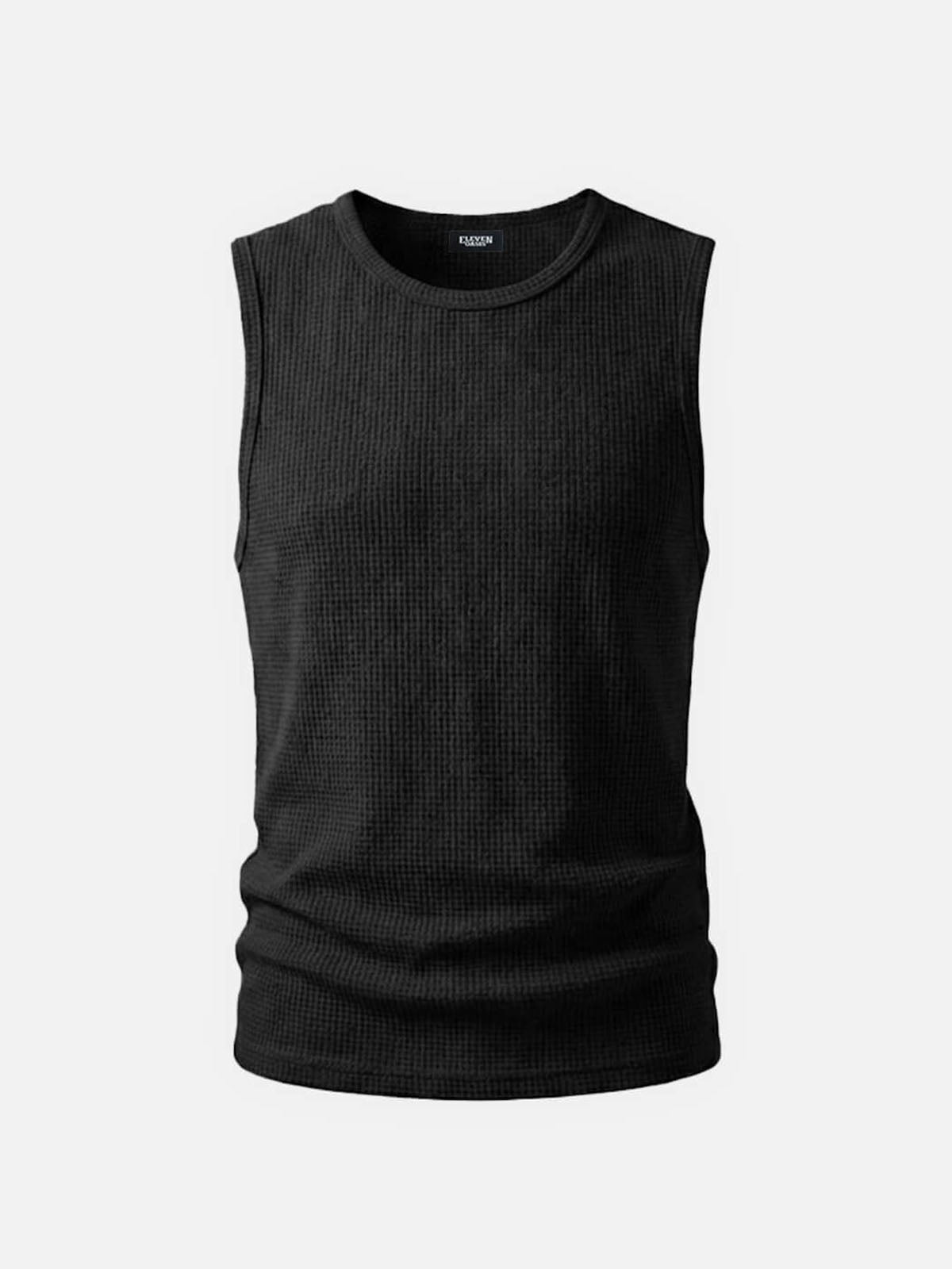 Men's Waffle Knit Crew Neck Tank Top Eleven Oasis
