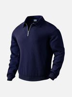 Men's Black Textured Half-Zip Pullover Sweatshirt Eleven Oasis