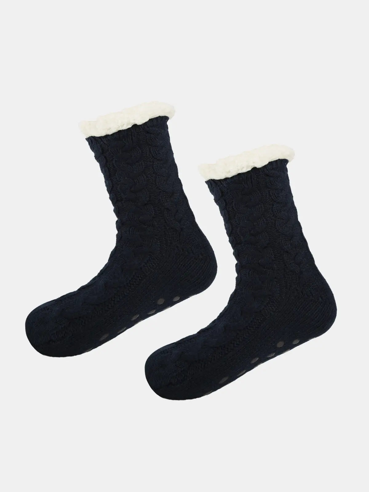 Cable Knit Sherpa-Lined Slipper Socks ElevenOasis