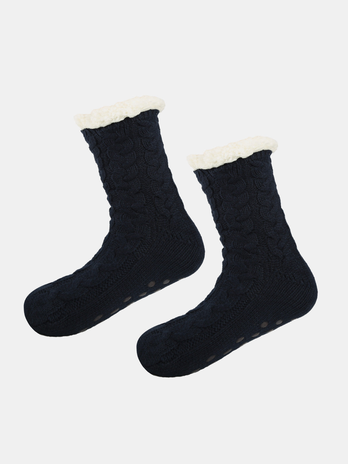Cable Knit Sherpa-Lined Slipper Socks Eleven Oasis
