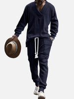 Men's Cable Knit V-Neck Lounge Set Eleven Oasis