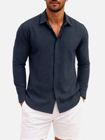 Men's Linen Cotton Blend Long Sleeve Shirt Eleven Oasis