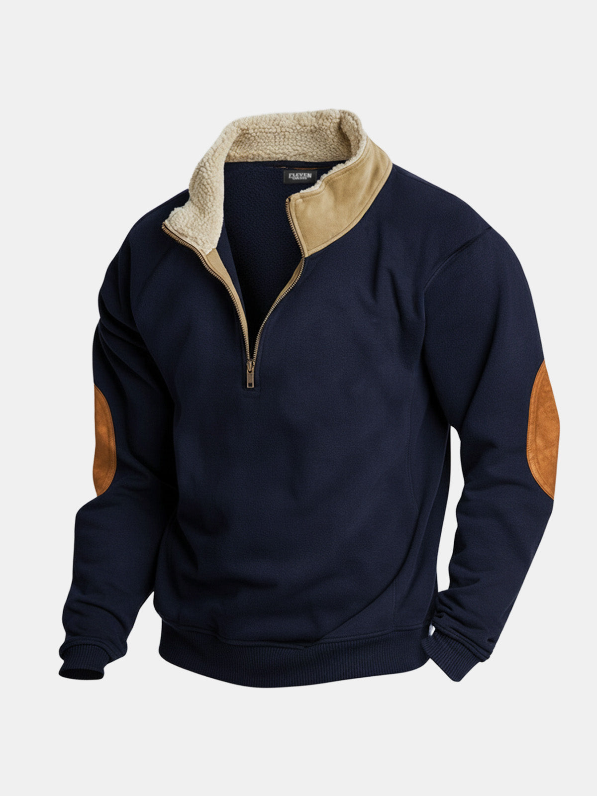 Men's Sherpa Collar Quarter-Zip Fleece Pullover Sweater Eleven Oasis