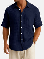 Men¡®s Cotton Waffle Texture Short Sleeve Shirt Eleven Oasis